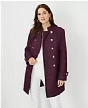 NWT Ann Taylor Shimmer Tweed Fitted Double Breasted Coat Size M
